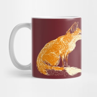 linocut fox Mug